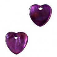 Muschel Anhänger Süßwasserperlmutt Herz 9-11mm Dark purple